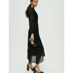 Robe à volants en lamé stretch plissée