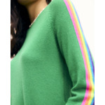 Pull Col Rond Bandes Multicolores aux Manches