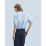Pull Col Rond en Cachemire Brossé à Motif Losange