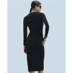 Robe Longue Manche Longue à Cotes Fendue