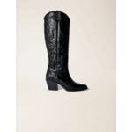 Bottes santiags en cuir lisse brodé