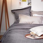 Olivier Desforges - Drap plat en satin de coton gris, Baptiste