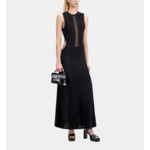 Robe Longue Noire En Maille Ajourée Avec Ouvertures Femme