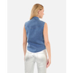 Chemise En Denim Bleu Sans Manches Femme