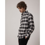 Chemise gaspard col américain en flanelle de coton à carreaux noir