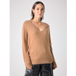 Pull col V CACHEMIRE LEOPOLDINE CAMEL_CHINE