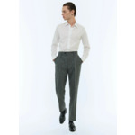 Pantalon ajusté en tweed de laine