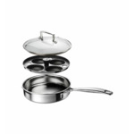 Sauteuse à Bord Droit en Inox avec Insert à œufs