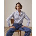 Chemise louison col victorien en popeline rayée bleu