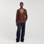 Cardigan jacquard square cross