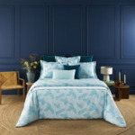 Yves Delorme - Drap housse en satin de coton bleu, Le Cap