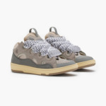 Lanvin Leather Curb Sneaker Grey White