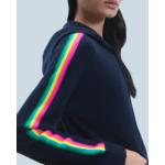 Pull Hoodie Bandes Manches Multicolore Léger