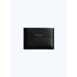 Porte-cartes en cuir lisse noir