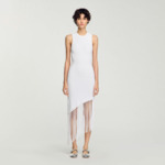 Robe longue frangée à détails crochetés