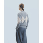 Pull Col Rond à Motif Losange