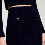 Jupe midi en maille velours