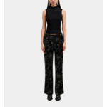 Pantalon Tailleur Noir En Velours Avec Glitters Femme