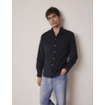 Chemise carl col droit ouvert en velours uni marine