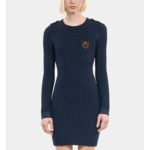 Robe Courte En Maille Bleu Marine Femme