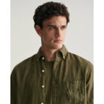 Chemise regular fit en lin teint en pièce à manches courtes