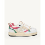 Baskets basses blanches, vertes & roses