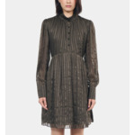 Robe Courte En Soie Kaki Femme