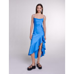 Robe longue satinée asymétrique