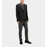 Blazer Noir En Laine Avec Détails En Cuir Homme