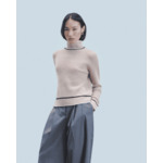 Pull Col Montant Tricolore Maille Perlée