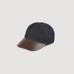 Casquette en denim et cuir