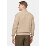 Pull Col Roulé Sable Mélange De Points En Laine Mérinos