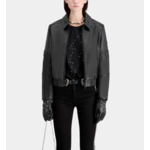 Blouson Biker En Cuir Noir Femme