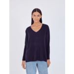 Pull poncho cachemire col V Faustine FIGUE