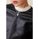 Veste cuir courte col rond