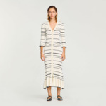 Robe longue en maille rayée