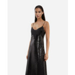 Robe Nuisette Longue À Sequins Noire Femme