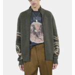 Cardigan En Laine Mélangée Kaki Homme