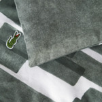 Lacoste - Housse de couette en satin de coton lavé vert, L Stamp