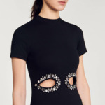 Robe midi à découpes strassées