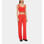 Pantalon Tailleur Rouge En Crêpe Femme