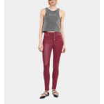 Jean Skinny Effet Cuir Rouge Femme
