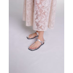 Sandales à brides argentées en cuir