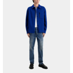 Blouson Type Surchemise Bleu En Laine Mélangée Homme