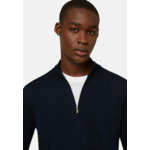 Pull Full Zip Bleu Marine En Coton Pima