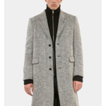 Manteau Long Chevron Noir Et Blanc Homme