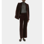 Pantalon Tailleur Droit En Velours Côtelé Marron Femme