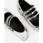 Babies À Talons En Cuir Argenté