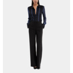 Chemise En Soie Bleu Marine Femme