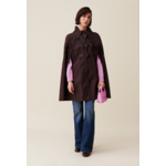 Cape à capuche amovible prune